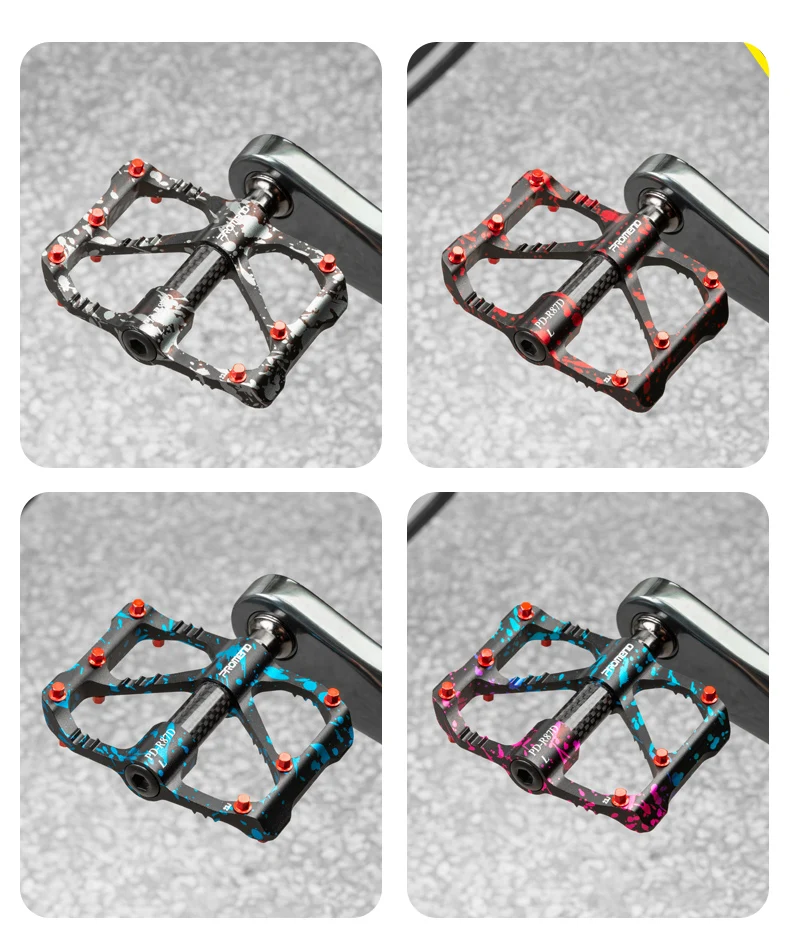 PROMEND MTB-Pedale, ultraleicht, 3-Lager-Pedal, Rennrad, spritzwassert, buntes Kohlefaser-Achsenrohr, Pedal, Fahrradzubehör – Detail 17