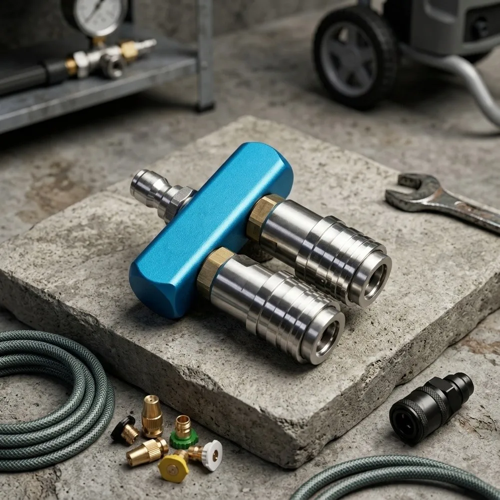 Dual Nozzle Adapter Rod for High Pressure Washer with Aluminum Alloy Frame and 1/4-Inch Self-Locking Head for Long-Term Use