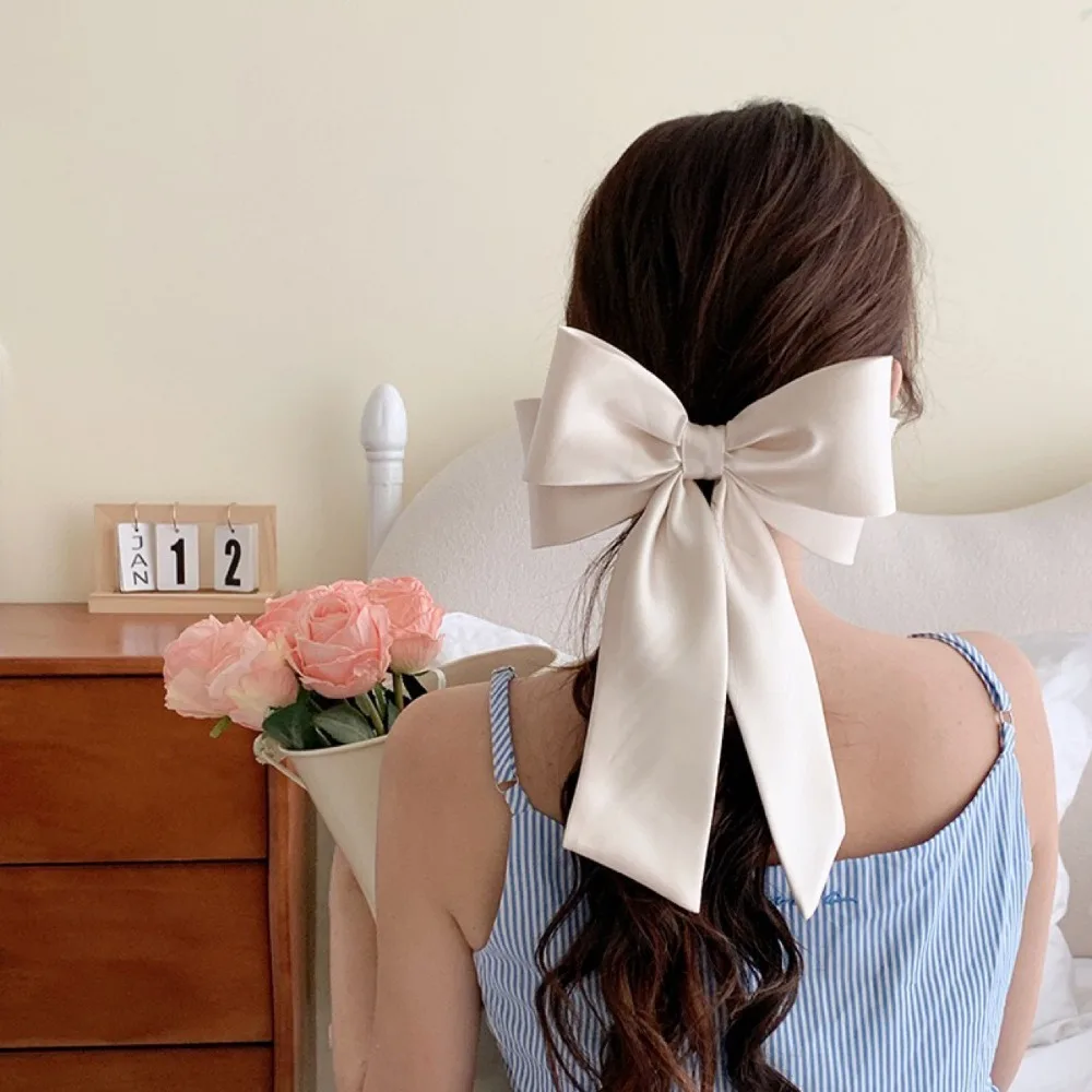 Satin Bow Hair Clips Are Large Solid Color Bow Barrettes Worth It — view 2