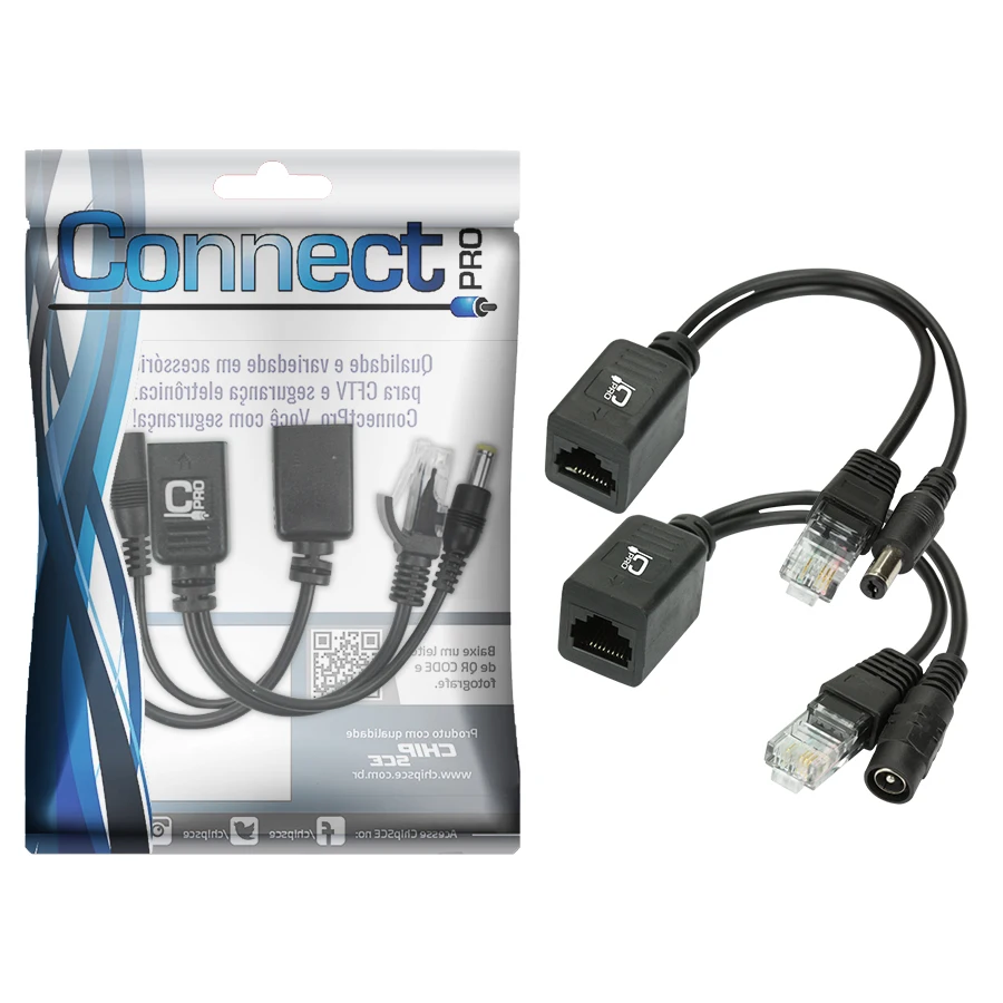 Black Poe Injector Adapter Cable and Black Male/Female Separator-Connect Pro