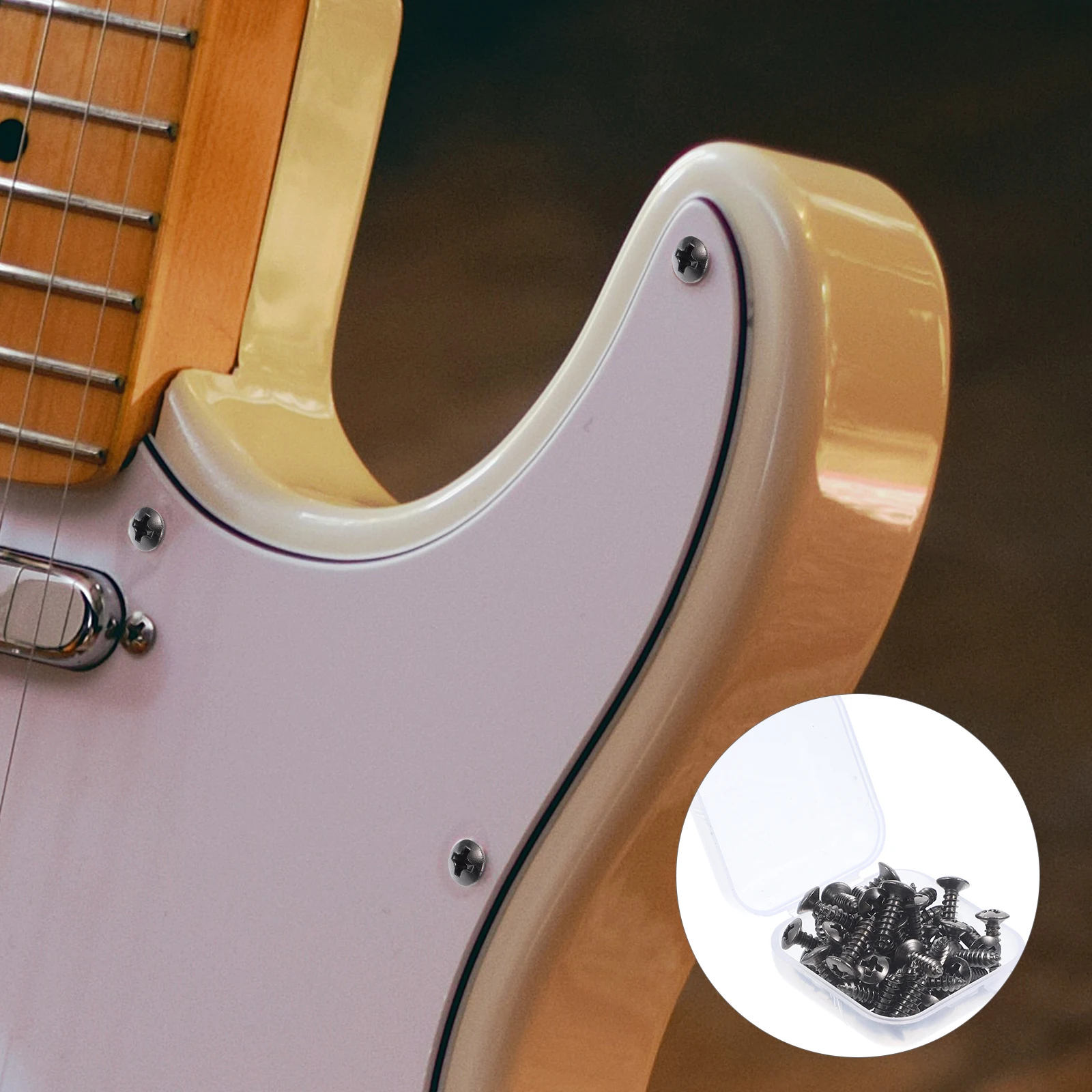 

50 Pcs Screw Guitar Accesories Electric Screws Bass Part Protection Black