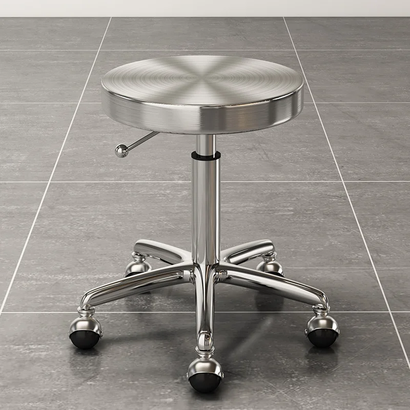 

Barber Shop Stainless Steel Beauty Stool Barber Shop Chair Hair Stylist Rotating Lifting Round Stool