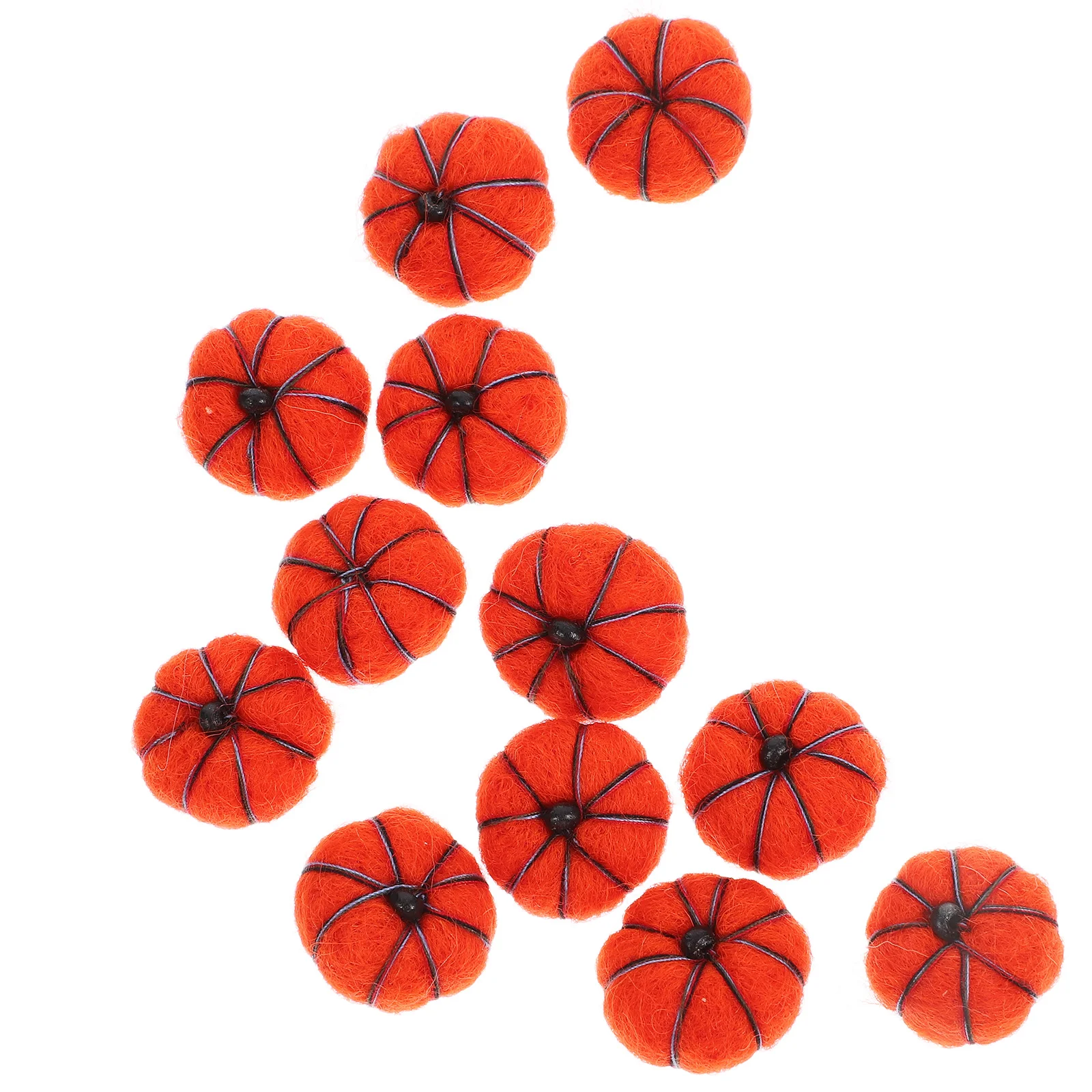 12 Pcs Halloween Accessories Wool Felt Pumpkin Shape Hanging Decor Christmas Tree Decorations