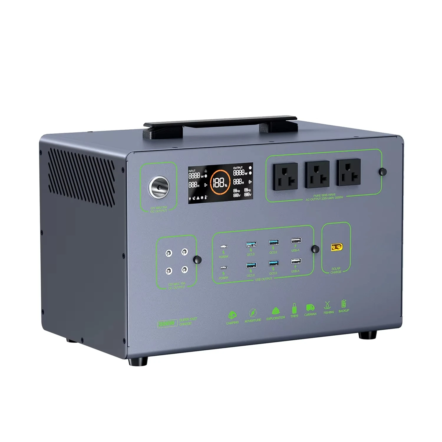 Solar Generator Lithium Battery Pack AC 110 Volts 230V Emergency Power Supply Backup Portable Battery Solar