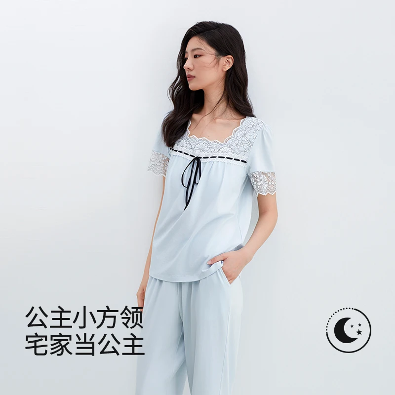 Ladies' home wear suit, summer modal cotton with bra pads, casual pajamas, can be worn outside