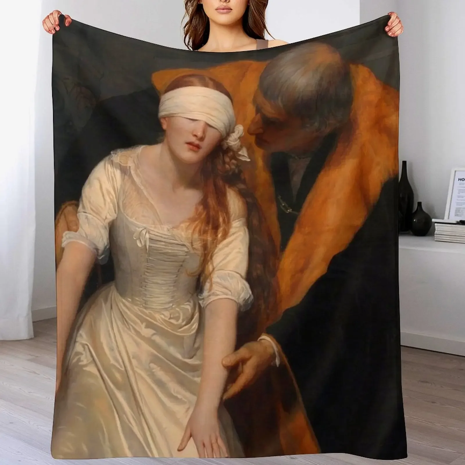 Execution of Lady Jane Grey by Paul Delaroche Throw Blanket Long Lasting Soft Plush Blanket for Daily Use