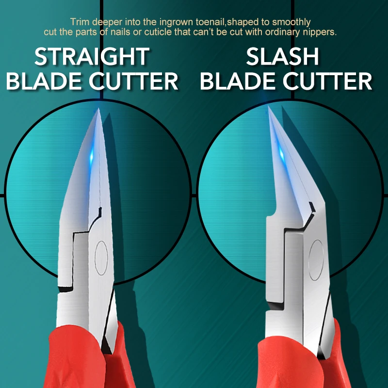 1Pcs Toenail Clippers Straight Slash Blade For Thick Ingrown Hard Nail Nipper Trimmer Rubber Handle Pedicure Manicure Tool