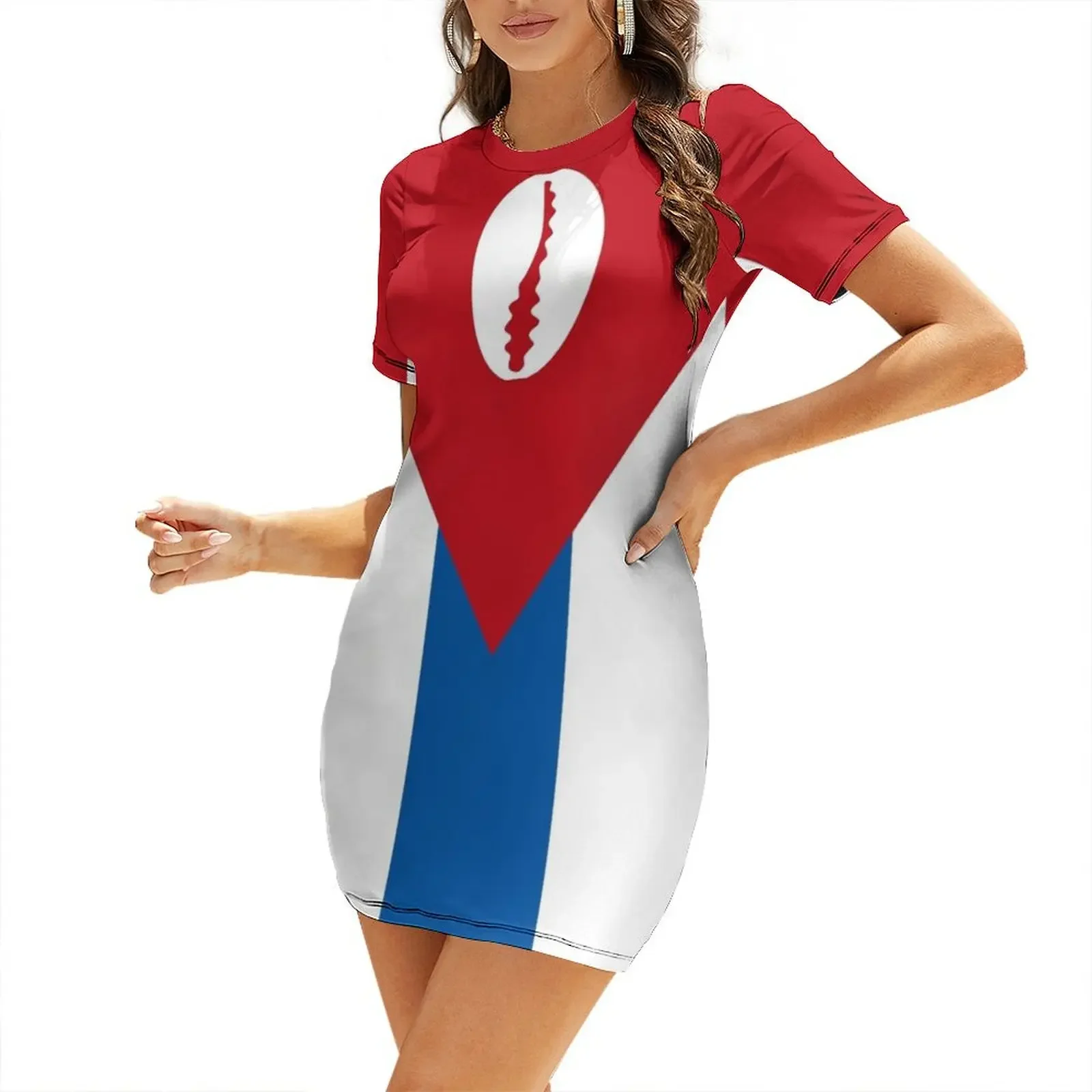 

Cuban Flag for Santeros Short-Sleeved Dress Summer women's clothing dresses for women 2026 cocktail dresses