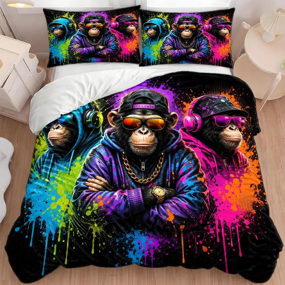 Street Fashion Roma - 3-delige trendy hiphop gorilla graffiti dekbedovertrekset,