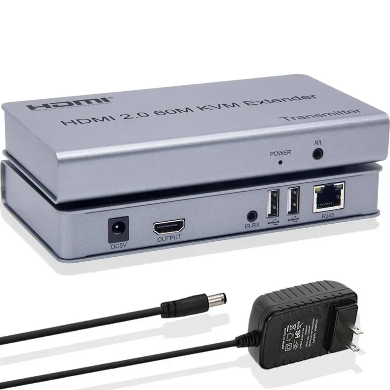 

4K 60HZ HDMI 2.0 USB KVM 60M HDMI Extender Transmitter Receiver Converter Via RJ45 Ethernet CAT 5e 6 6E Cable Fit Mouse Keyboard