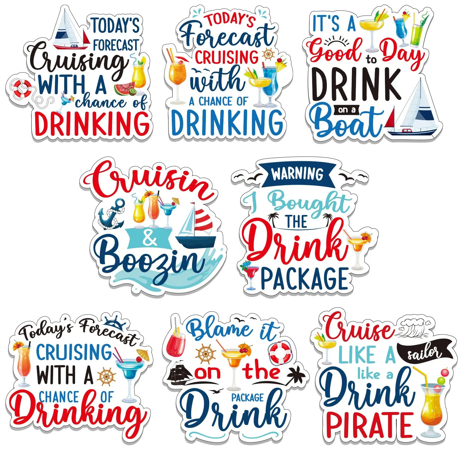 

8pcs Large Cruise Door Magnets Decorations, Fruit Tropical Drink Door Magnetic Cruise Ship Funny Anchor Car Decorations