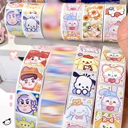 Sanrio Cartoon rolka naklejek/500 szt. Śliczne moja melodia Cinnamoroll Kuromi podręczniki dla studentów naklejki motywacyjne dekoracyjne naklejki na prezent