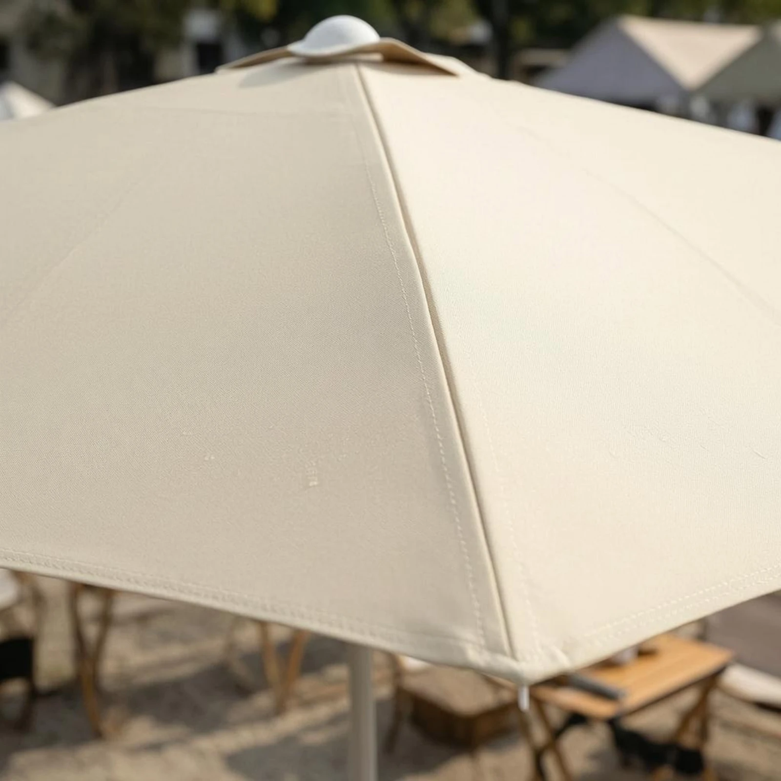Portable Outdoor Umbrella Light Beige Square Patio Umbrella Garden Sunshade Pointed Top Shade Shelter Sturdy Frame