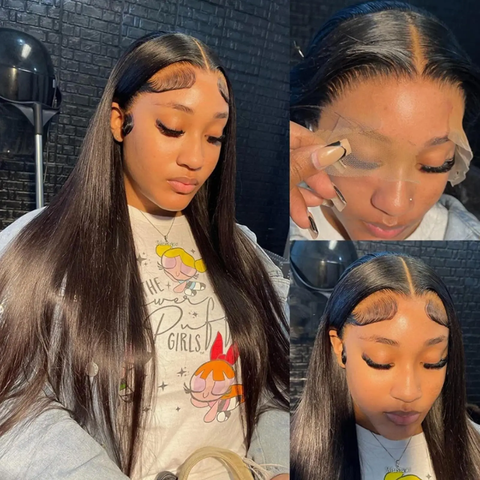 Pelucas humanas rectas negras naturales, peluca de cabello humano Frontal de encaje transparente HD 13x4 para mujeres, peluca brasileña Frontal de encaje prearrancado