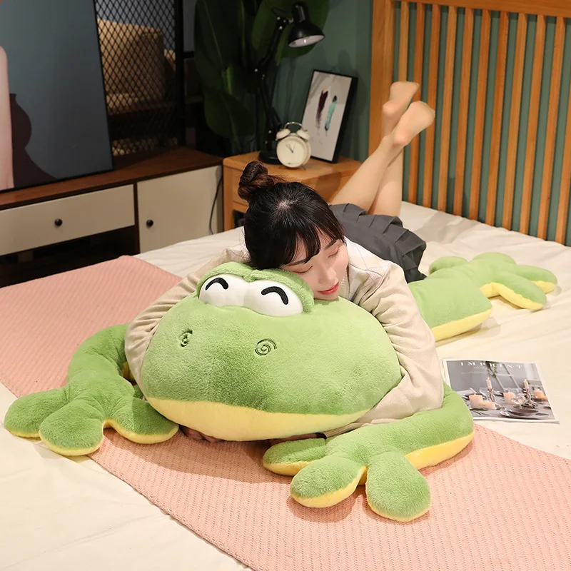 60-130cm Giant Big Frog Plush Toy Stuffed Plushies Grogs Throw Pillow Cushion Home Decor Kids Birthday Gift for Boy Big Eyes