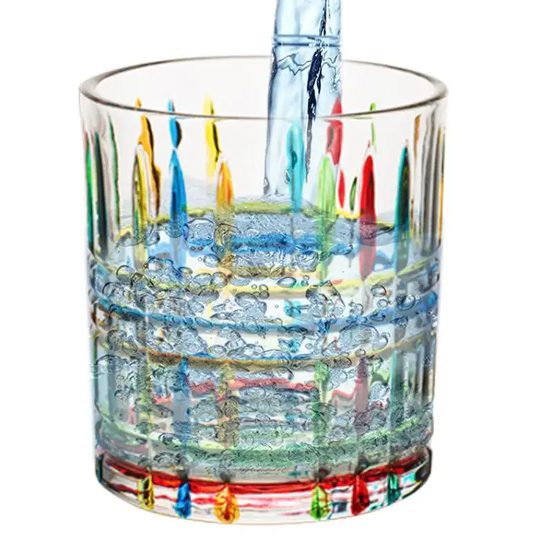 

Glass Coffee Cups Glass Tumbler Hand Painted Cup Reusable Mug Aesthetic Bar Accessories Colorful Water Container For Beer Soda