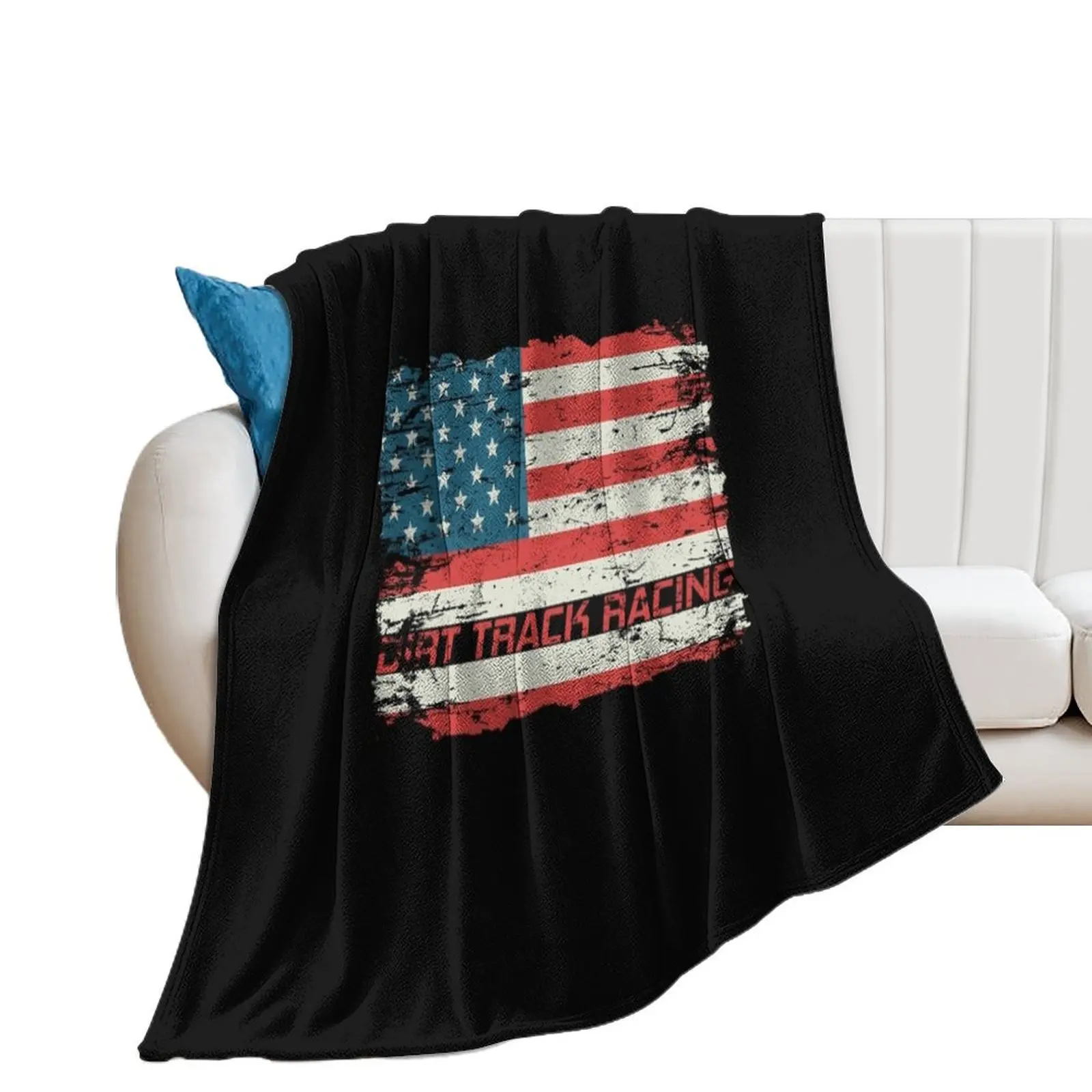 

Dirt Track Racing American Flag Extreme Lover Gift Throw Blanket Custom Luxury Brand Luxury Blankets