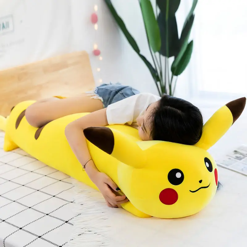 Almohada de peluche grande de Pikachu para niños y adultos, juguete de felpa de Pok é Mon para dormir, decoración del hogar, regalos de cumpleaños para niños, nuevo