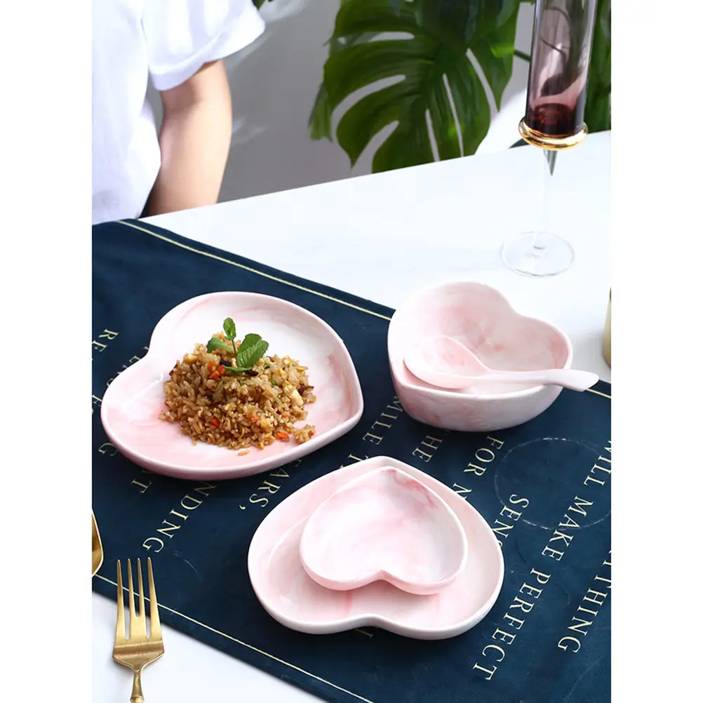 Heart Shape Ceramic Plate Size L Elegant Design Creative Dinner Dish Salad Plate Household Tableware for Party Banquet Home