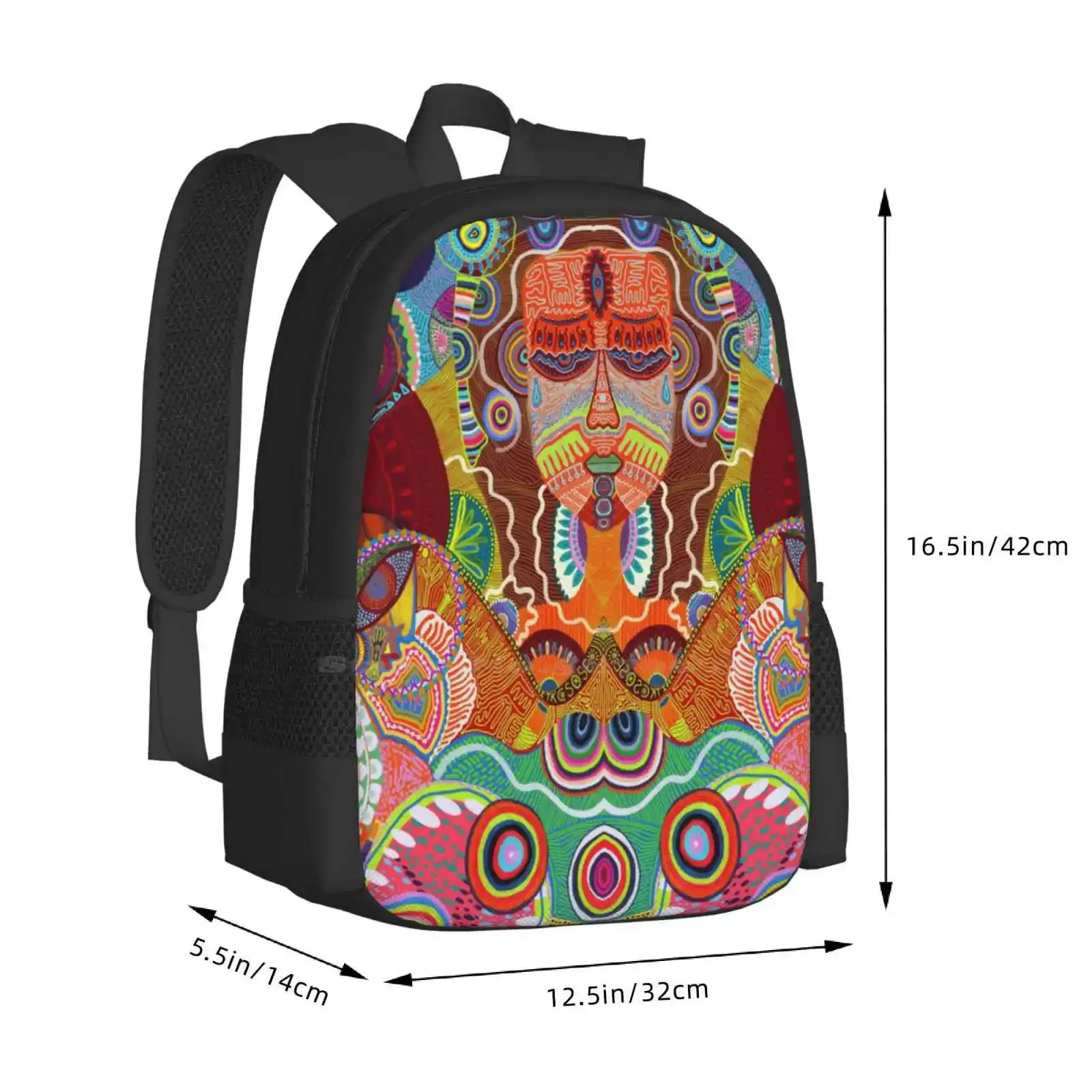 ليليث رائجة البيع حقيبة مدرسية على ظهره حقائب الموضة مجردة الهبي الروحي مخدر رسم يدوي أصفر ملون عتيق وردي #3