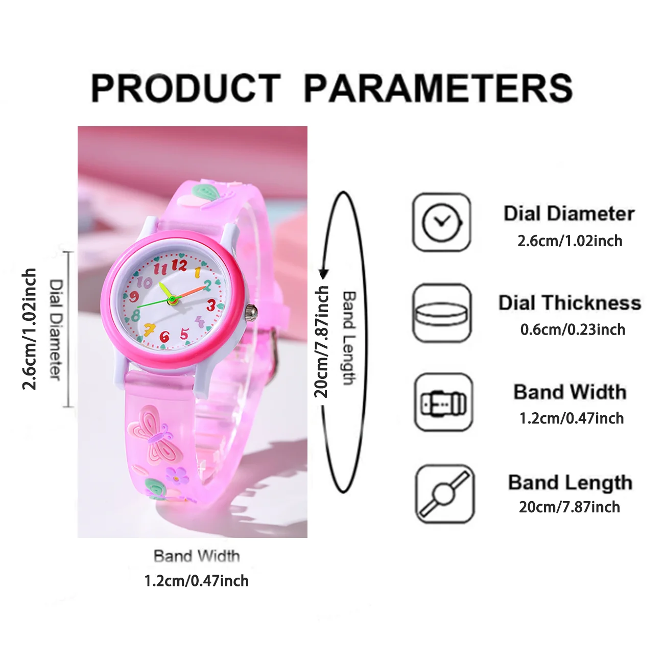 New cute and fashionable butterfly silicone watch band with colorful dial children's quartz watch, suitable for daily wear, Than