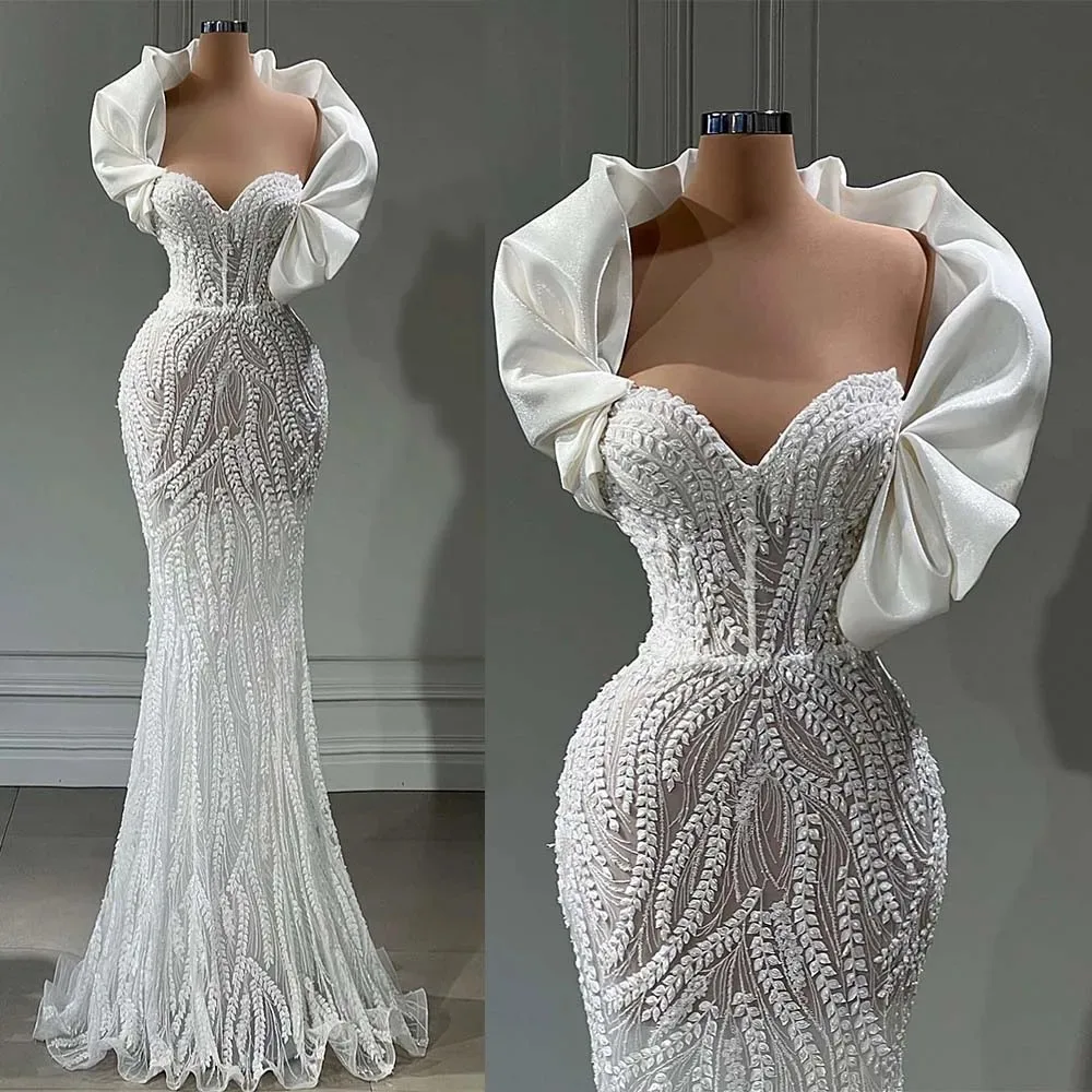 Custom 2026 New Gorgeous Mermaid Wedding Dresses Sweetheart Appliques Lace Bridal Gowns  Designed Lace-Up Back Robes De Mariée