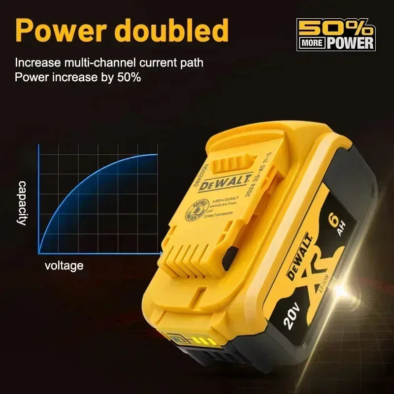 DCF922 20V Battery Compatible with dewalt power Tools 6.0Ah Rechargeable Electric Tool Lithium Batteries 20V 18Volt 18v 6Ah