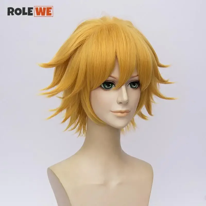 Cat Noir Cosplay Wig 30cm Short Golden Heat Resistant Synthetic Hair Perucas Cosplay Wigs Wig Cap