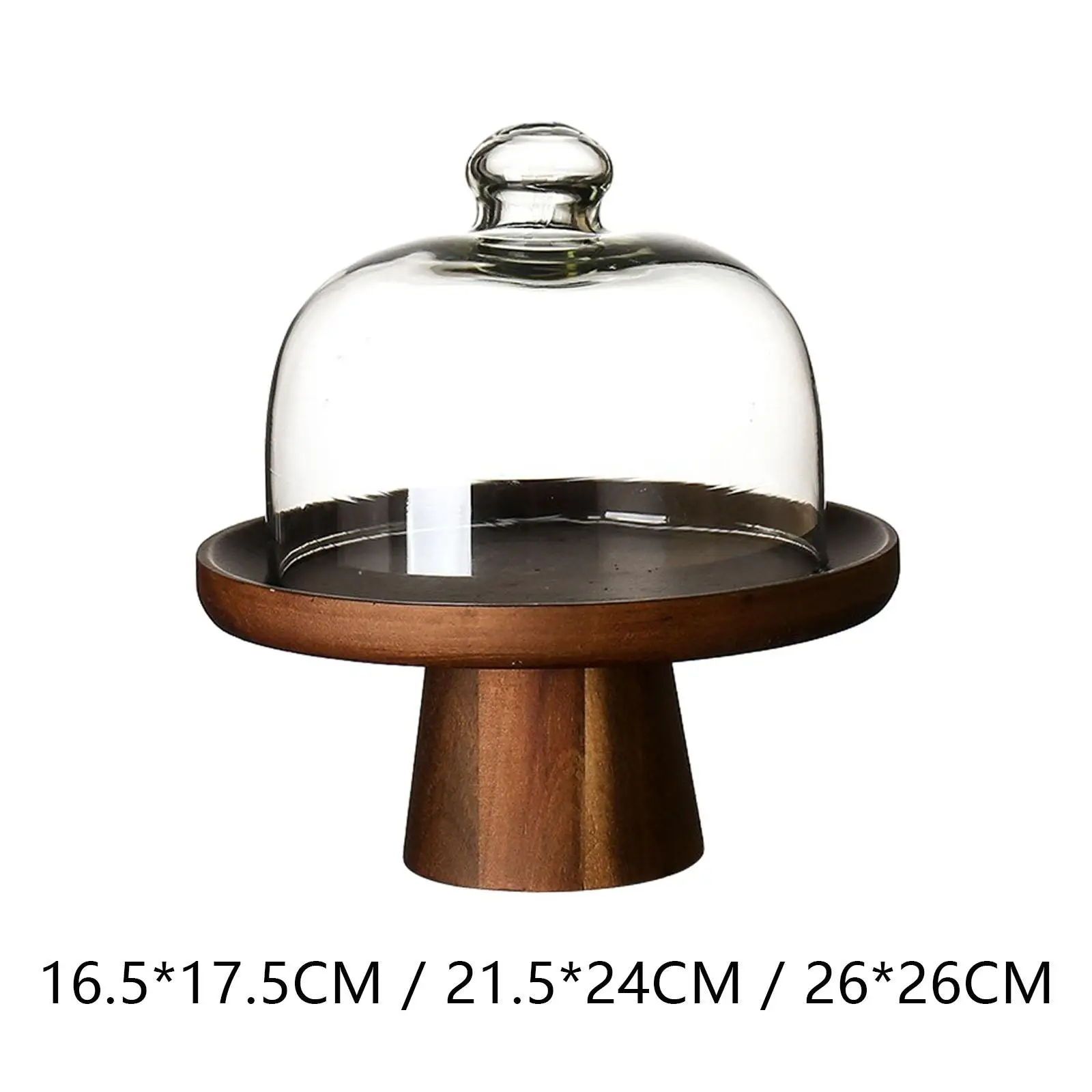 

Wooden Cake Stand Fruit Plate with Dome Fruit Tray Decoration Snack Pastries