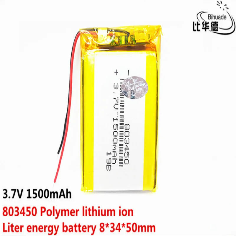 3.7V 1500mAh 803450 Lithium Polymer LiPo Rechargeable Battery li ion cells With PCB For Mini Fan MP4 MP5 GPS Toy PDA Headset