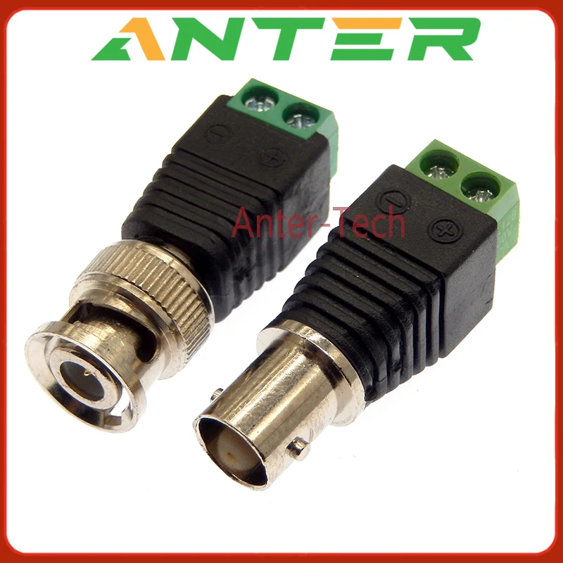 2PCS BNC Male female Connector Coax Cat5 to BNC Female Plug for Video Balun CCTV Camera Acces