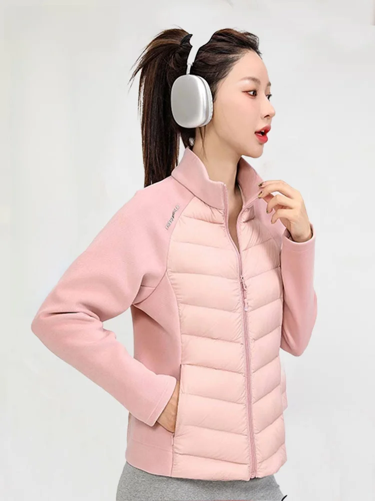 

Yaloo Warm ort Thin Quilted Jaet Faionable Plaid Design Winter Sport Fitn Outerwear Stand Collar Casual Nylon Coat