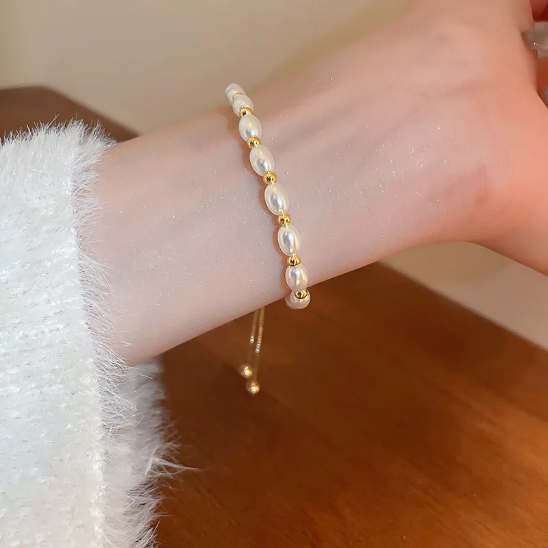 New Korean Pearl Round Bead Adjustable Bracelet Fashion Simple Temperament Bracelet Elegant Ladies Jewelry