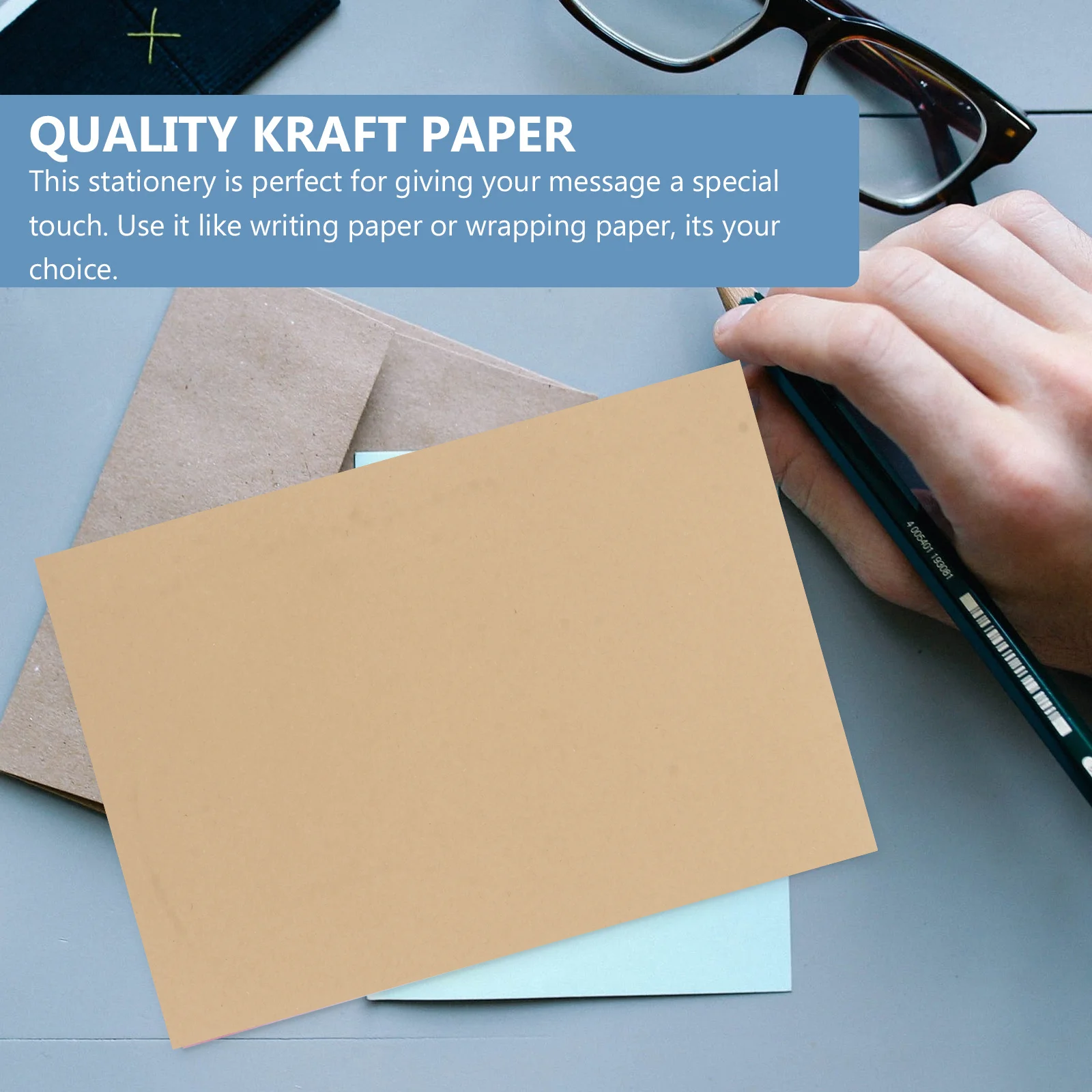 

100 Sheets Kraft Stationary Paper Light Brown Vintage Letter Paper for Writing Drawing Craft Wrapping School Use