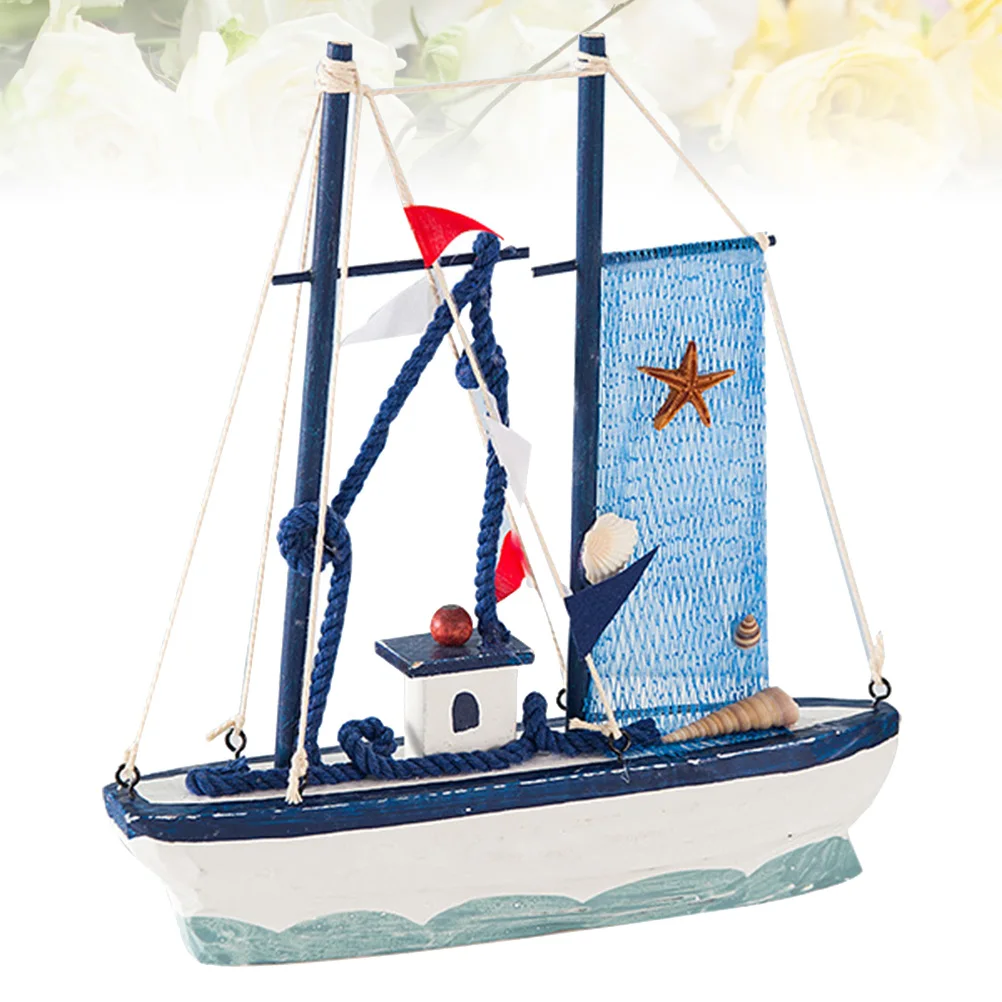 

Wooden Sailboat Decor Craft Ornament Car Home Office Decoration Gift Mediterranean Style Small Wood Unique Environmental