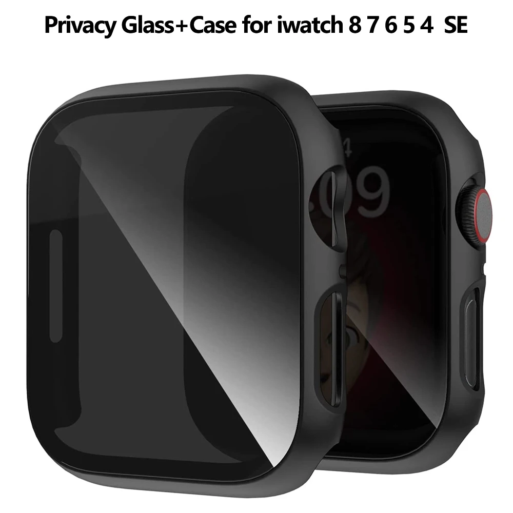 Sichtschutz glas gehäuse für Apple Watch 45mm 41mm 44mm 40mm gehärtete Anti-Peeping-Displays chutz folie für iwatch 8 7 6 5 4 se 9 Abdeckung