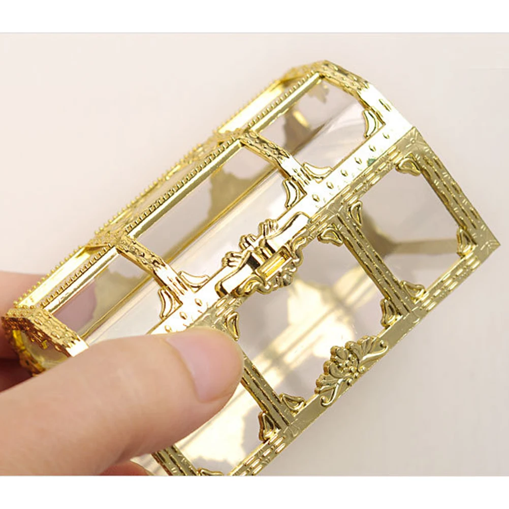 

6pcs 9x5.2x5.5cm Creative Plastic Candy Box Wedding Vintage Candy Boxes Chocolate Gift Treat Boxes Wedding Party Favor (Golden)