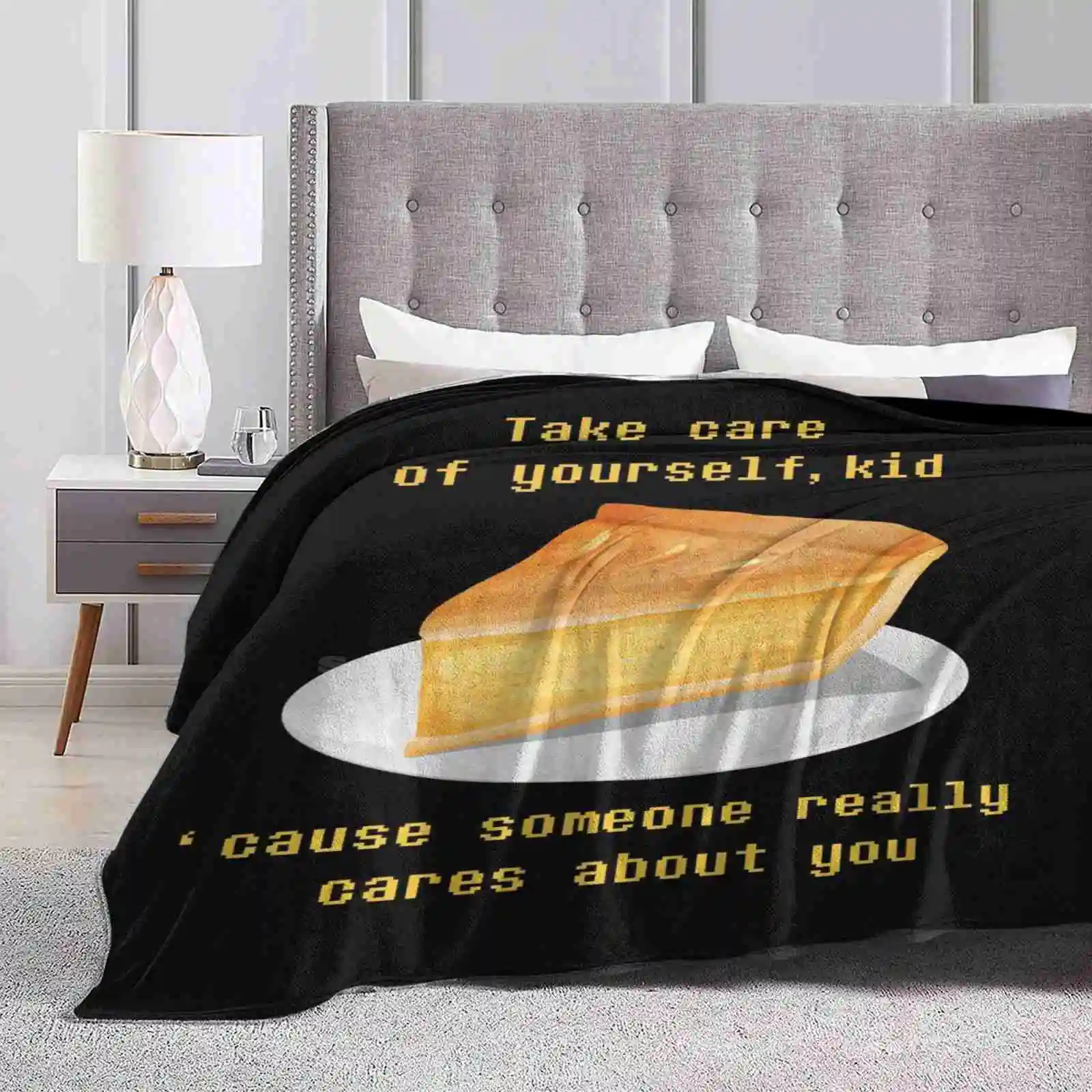 Take Care-Undertale Fashion Soft Warm Throw Blanket Black Gaming Gamer Undertale Fanart Food Game Quotes Sweets Dessert