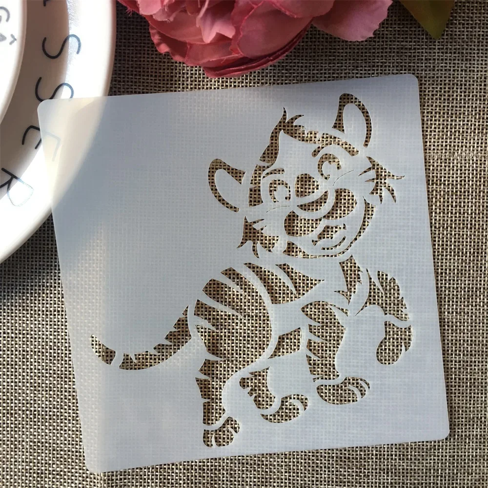 13*13cm Zoo Animals Elephant Raccoon DIY Layering Stencils Painting Scrapbook Coloring Embossing Album Decorative Template