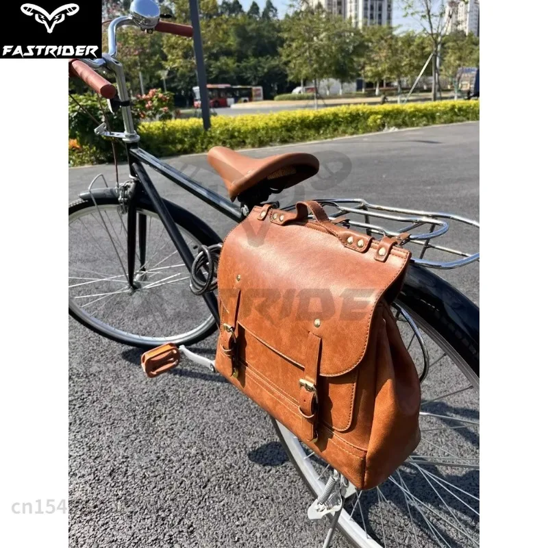 Retro Bicycle Saddle Bag Commuting Oil Wax Leather British Style Decorative Accessories Tail Seat Pannier Bag Hanging Bag