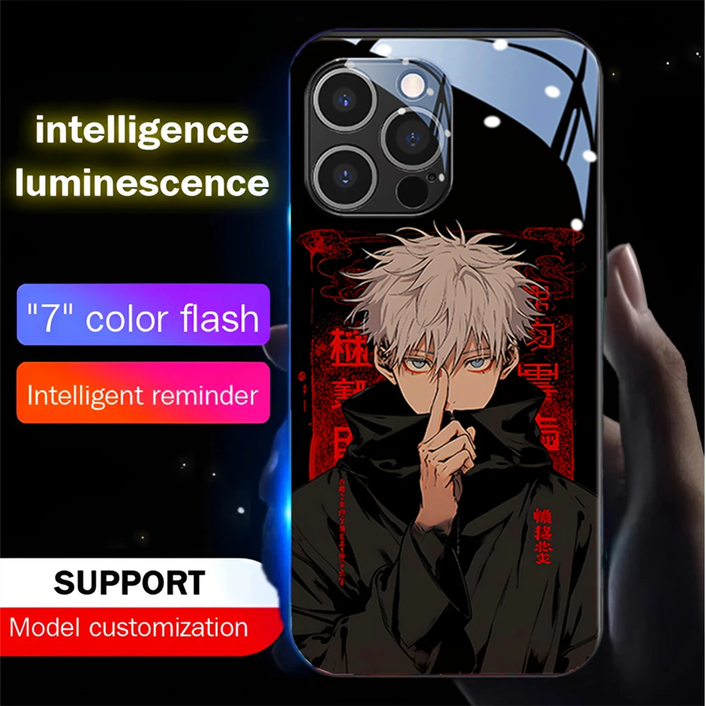 

Hot Anime Role Voice Sensing LED Light Up Glowing Luminous Phone Case For iPhone 15 14 13 12 11 Pro Max XR XS Plus 6 7 8 SE2020