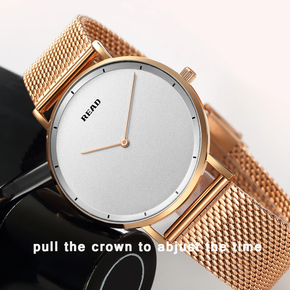 READ Minimalist Quartz Watch | Rose Gold Mesh Steel Strap | Roman Numeral Dial | High Hardness Glass | 3ATM Waterproof
