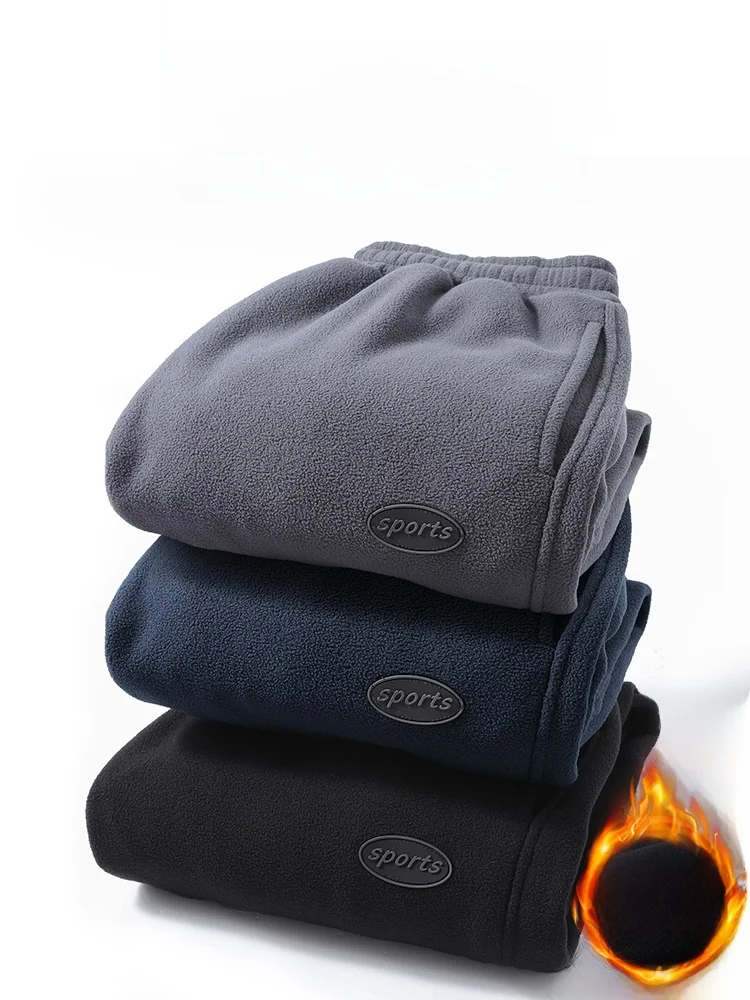 

Мужские зимние спортивные брюки с флисовой подкладкой, теплые повседневные брюки для осени и зимы, молодежные, стильные, длинные, модные.