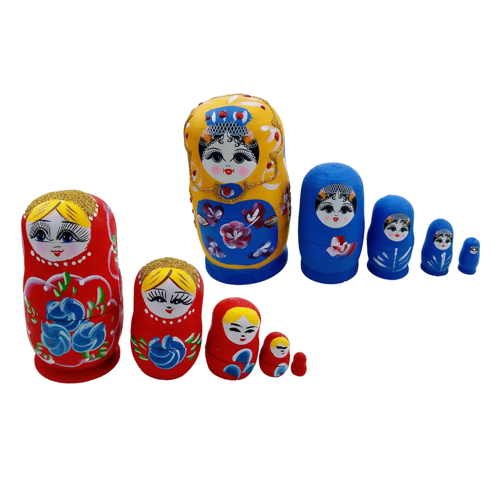 5 Pieces Russian Nesting Dolls Traditional Stacking Doll Set Wooden Matryoshka