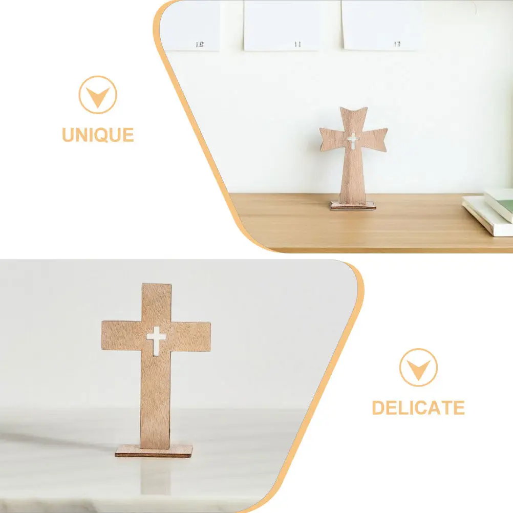10Pcs Wooden Cross Rustic Tabletop Crucifix Decor Home Church Altar Baptism Easter Christmas Holiday Remembrance Day Crosses