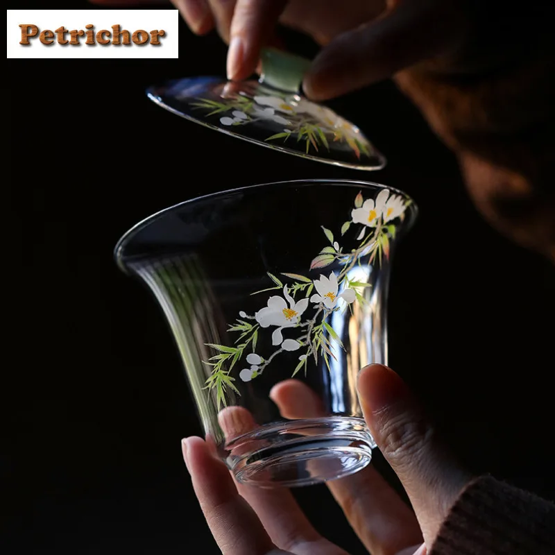 150ml Glass Swallow Coming Back Gaiwan Traditional Tea Tureen Tea Bowl With Lid Kit Tea Maker Cover Bowl Cafes Supplies Craft