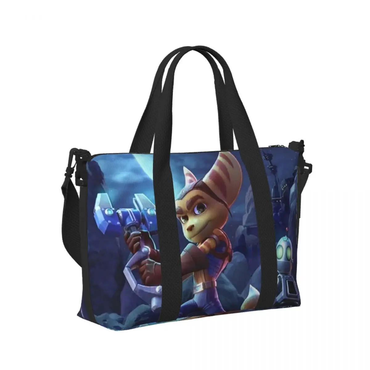 

Ratchet And Clank Essential Collection Beach Travel Bag Large Capacity Tote Bags for Gym Yoga Women Shopping Duffle Shoulder Bag
