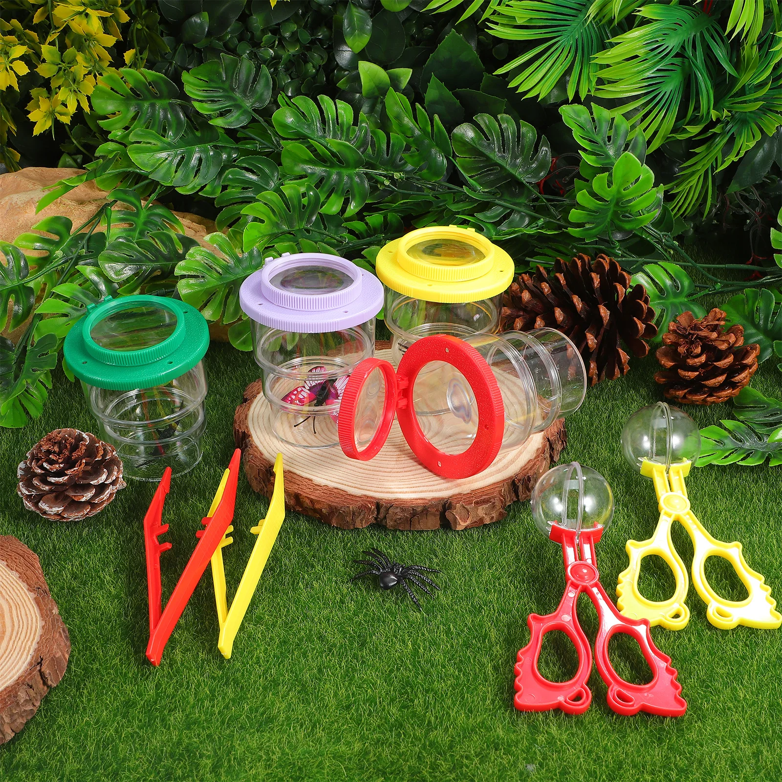 Juego de tarro visor de lupa de insectos, contenedor transparente para exploración al aire libre, Kit de observación, herramienta de estudio natural para niños, 1 Juego