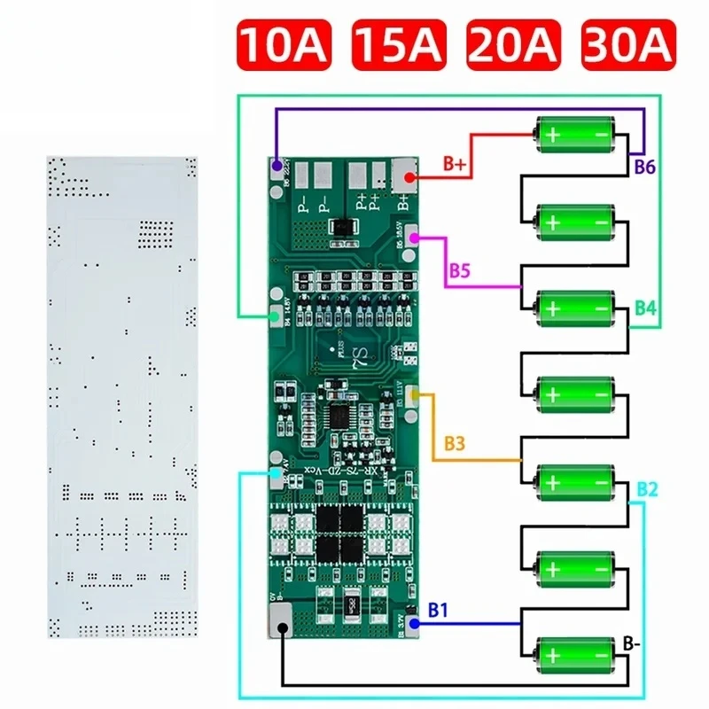 BMS 7S 24V 10A 15A 20A 30A Li-ion 18650 Battery Charge Board With Balance Function Short Circuit / Temperature Protection