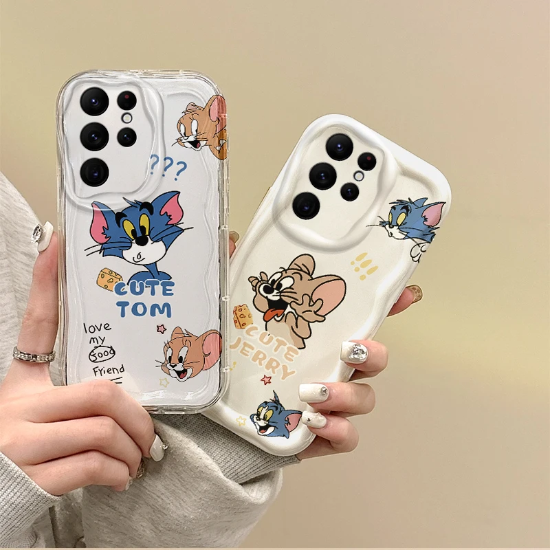 Cute T-Tom And J-Jerry Phone Case For Samsung Galaxy A50 A35 A34 A33 A32 A24 A23 A22 A13 A12 M55 M54 M35 M14 Soft Silicone Cover